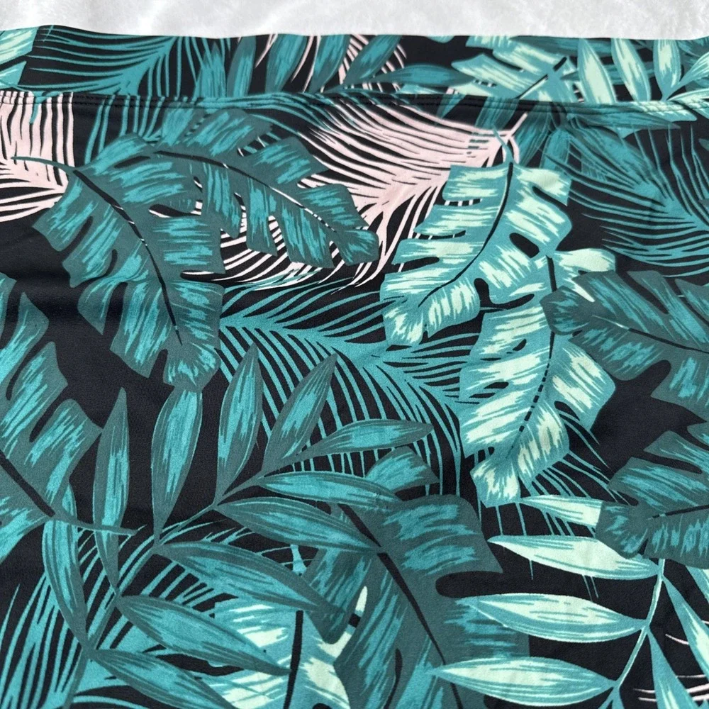 Cacique‎ Bikini Swim Size 20 Green Palm Tropical Print - NWT- High-waist